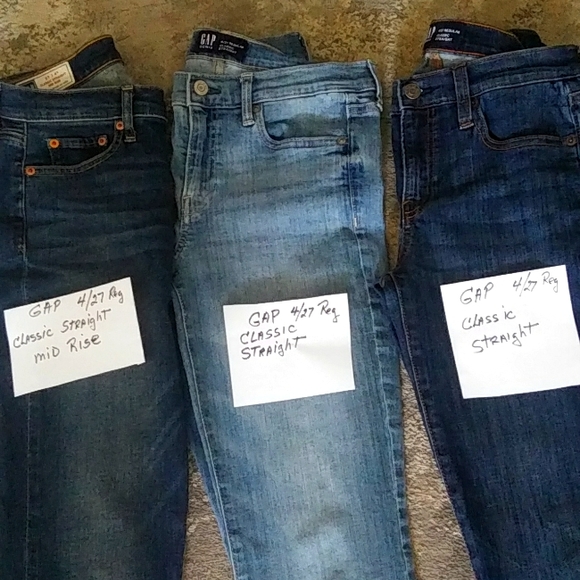 3 PAIRS OF GAP WOMEN'S CLASSIC STRAIGHT LEG JEANS/5 POCKET ,SIZE 4, - Picture 2 of 10